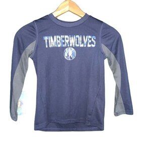 NBA Timberwolves Long Sleeve Youth Shirt Navy/Grey Size S Polyester Blend